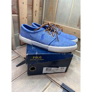 10D POLO Ralph Lauren FAXON LOW Casual Sneakers Blue Tan EU43
